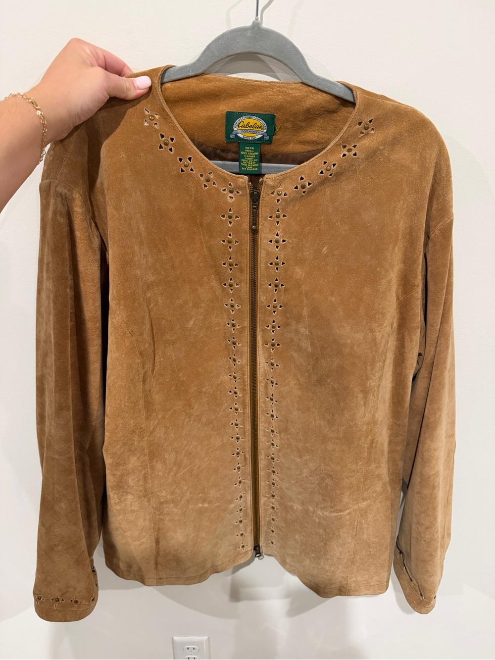 Cabela's Brown Leather Suede Zip-Front Women's Jacket